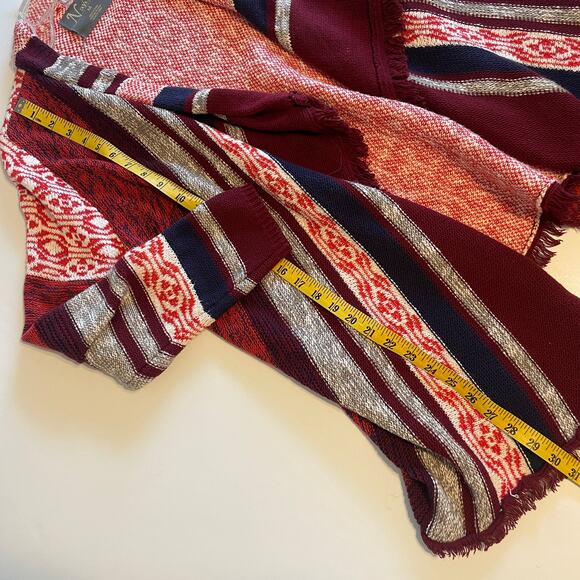 Natural Reflections Southwest Cardigan Womens Medium Burgundy Aztec Chunky Knit - Picture 9 of 9